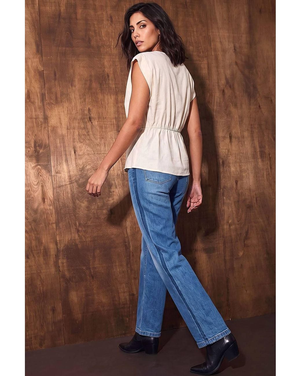 D.u.s.k Blue Drape Front Side Tie Top