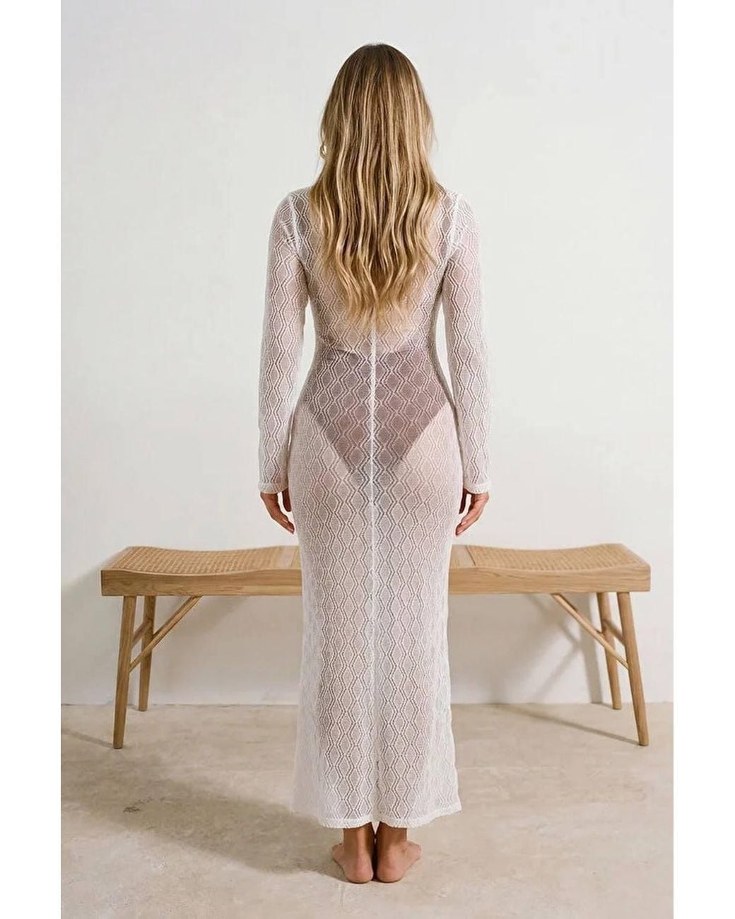 WOVCOR Pink Sheer Knit Cut Out Maxi Beach Dress Cover Up