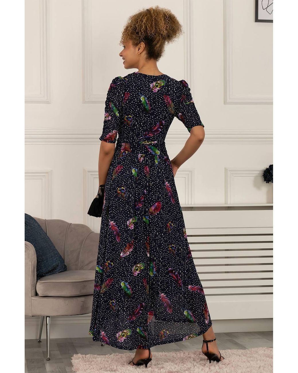 Jolie Moi Blue Ressie Dip Hem Maxi Dress