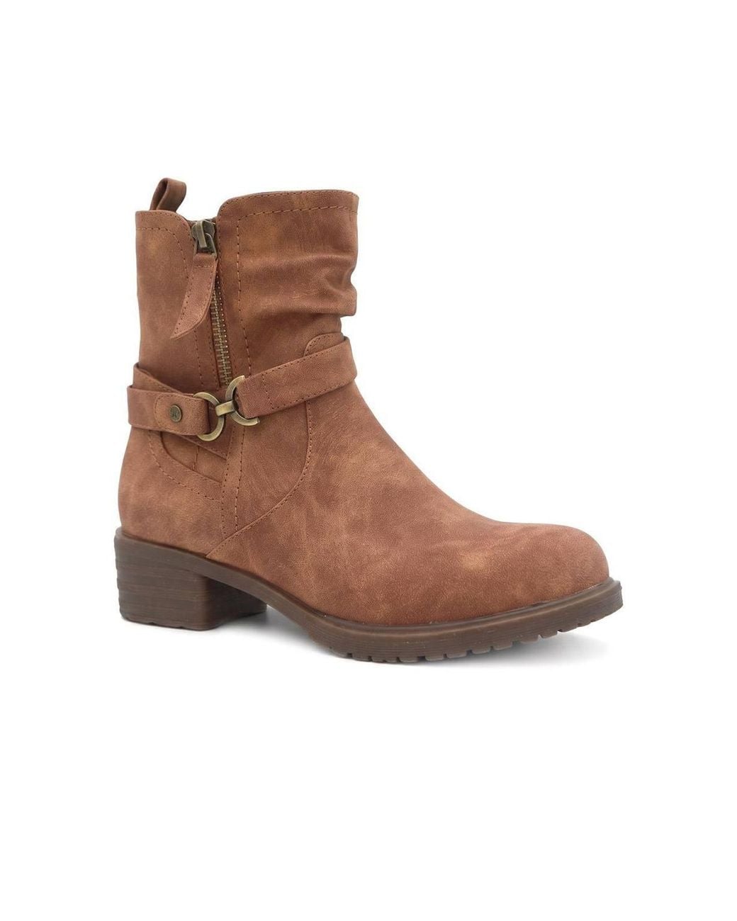 Pavers Brown Warm Lined Zip Fasten Calf Length Boots