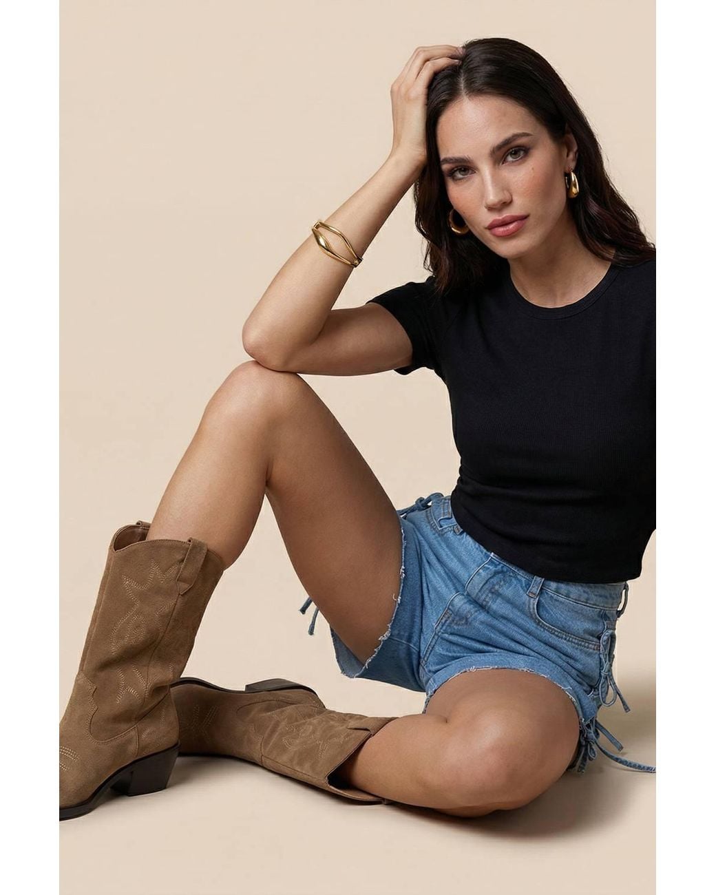 Urban Bliss Blue Tie Side Denim Shorts