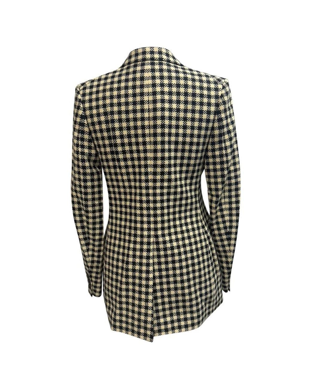 Victoria Beckham Green Preloved Houndstooth Tweed Blazer