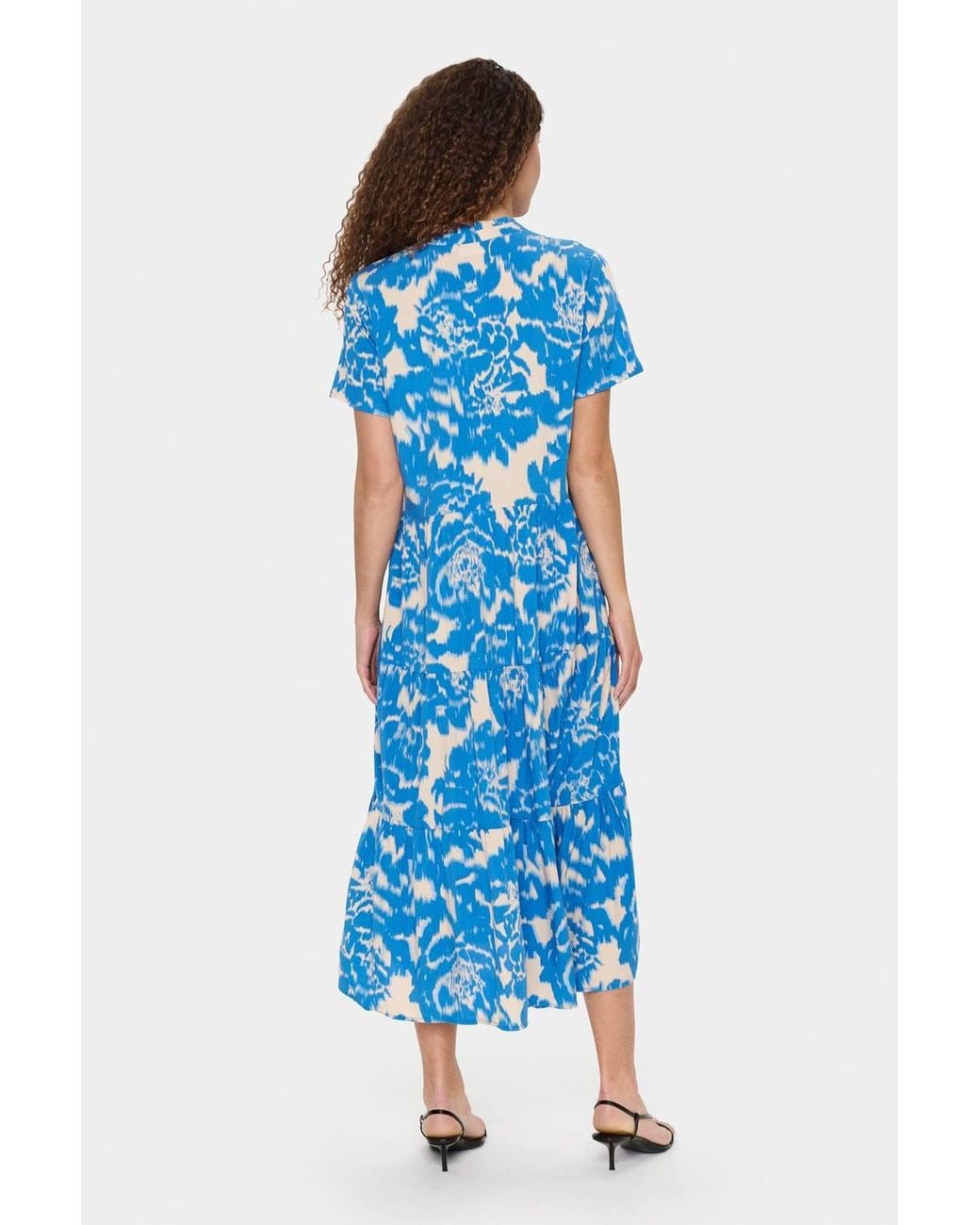 Saint Tropez Blue Edasz Short Sleeve Maxi Dress