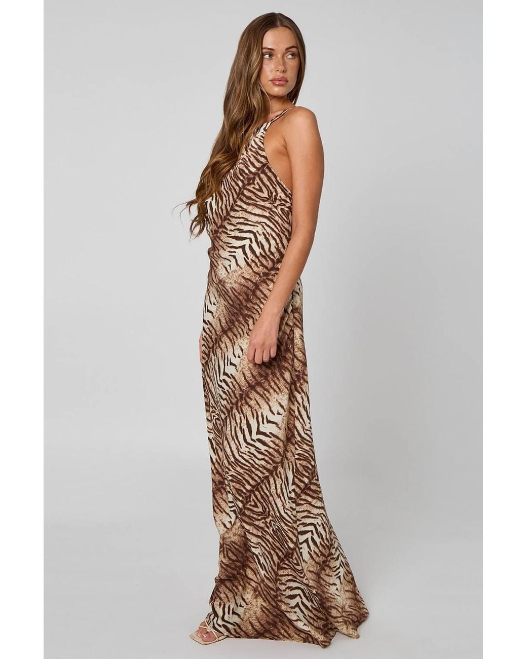 Urban Bliss Multicolor Zebra High Neck Maxi Dress