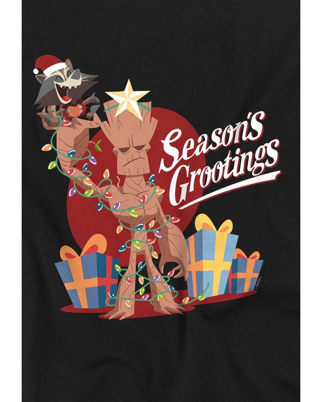 Marvel Black Guardians Of The Galaxy Seasons Grootings Long Sleeve T-Shirt