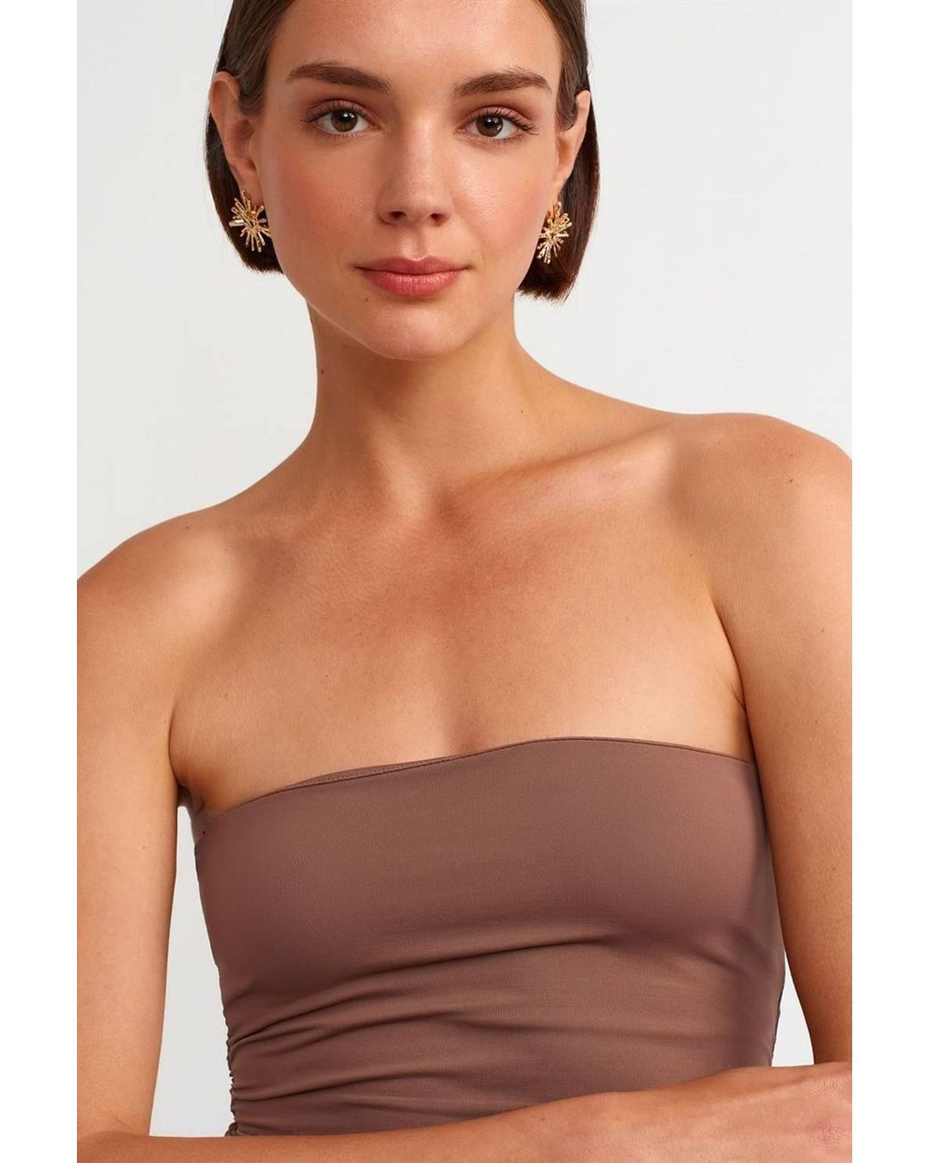 Dilvin Gray Strapless Bodycon Mini Dress