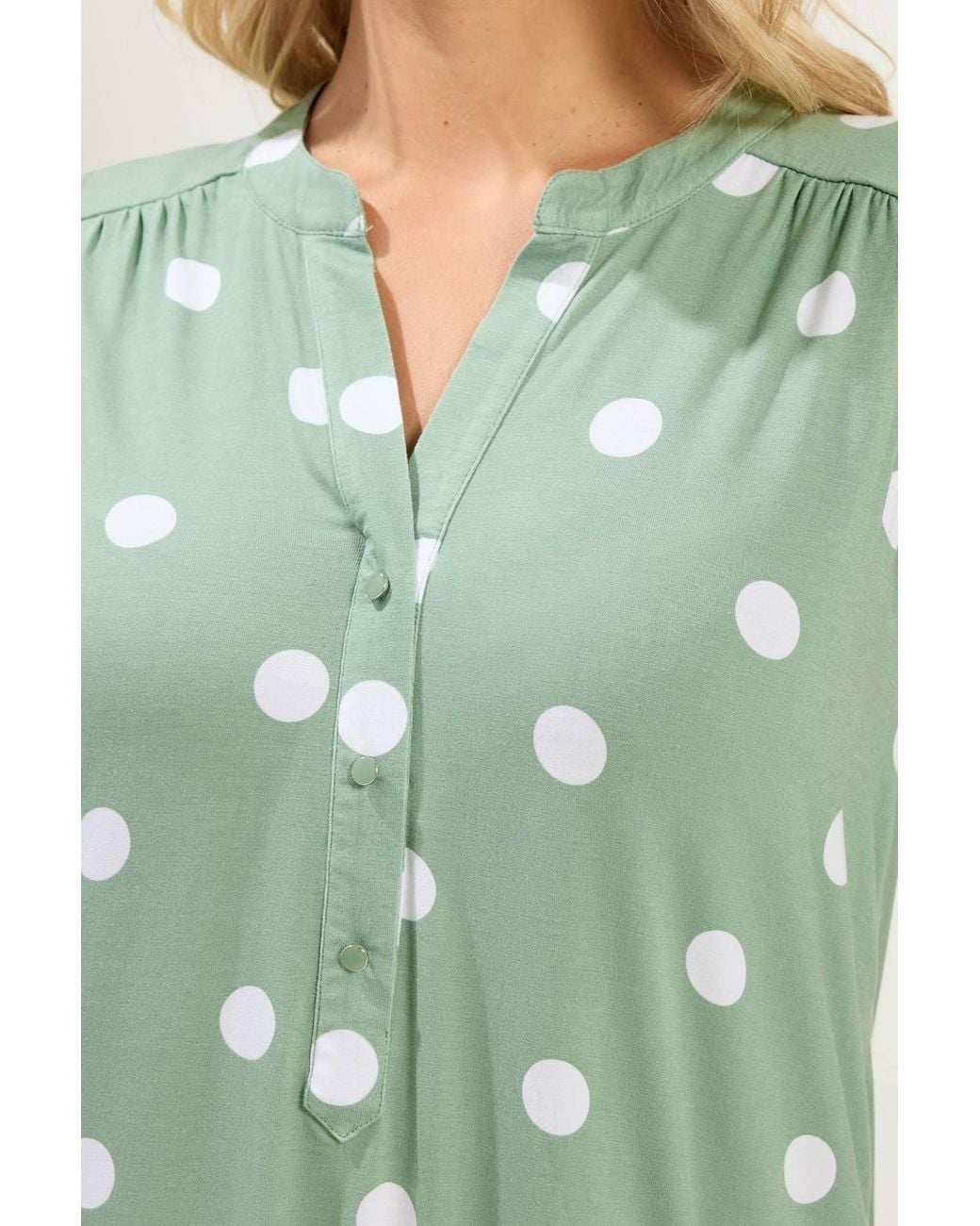 Yours Green Polka Dot Sleeveless Swing Blouse