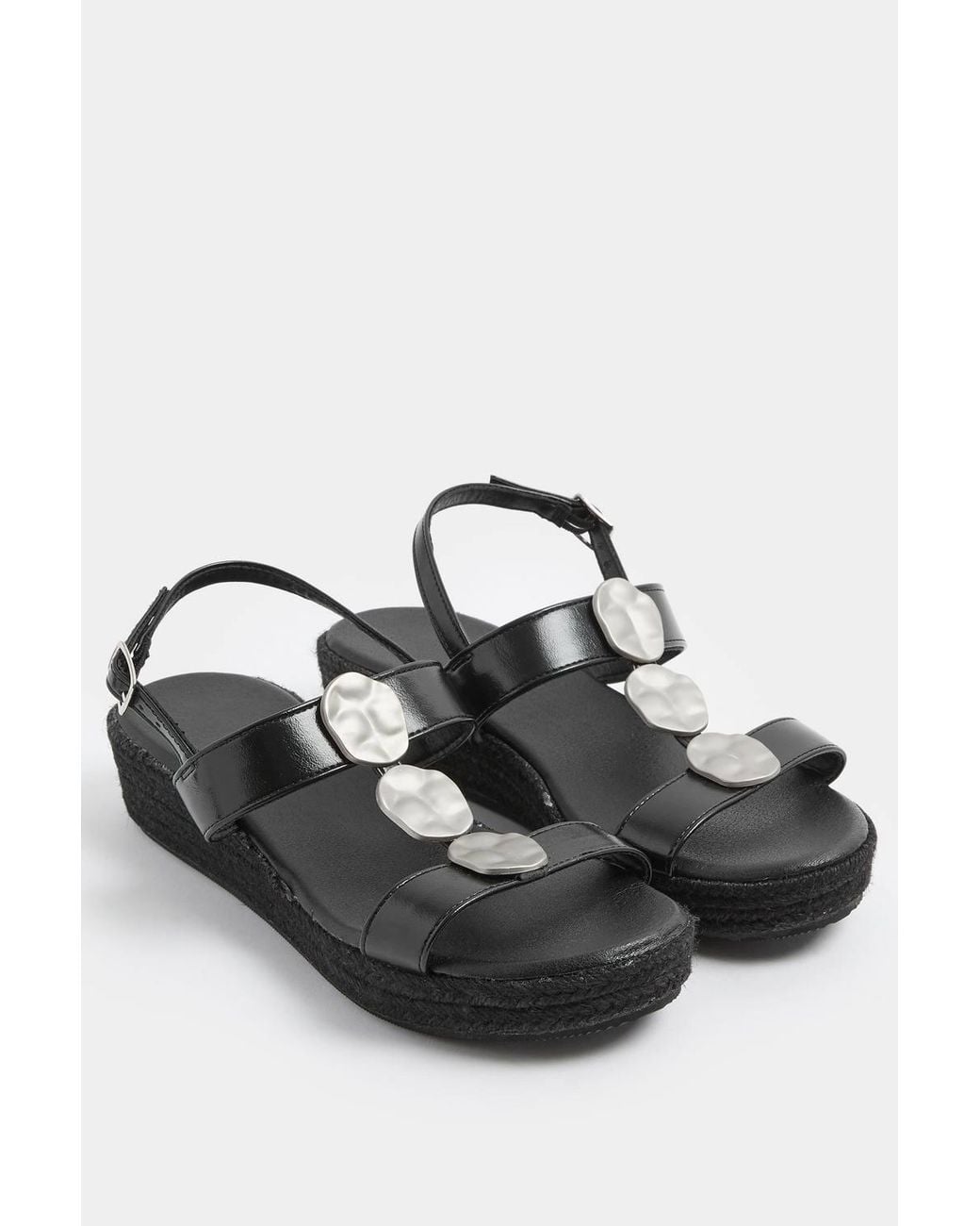 Yours Natural Hammered Disk Wedge Sandals