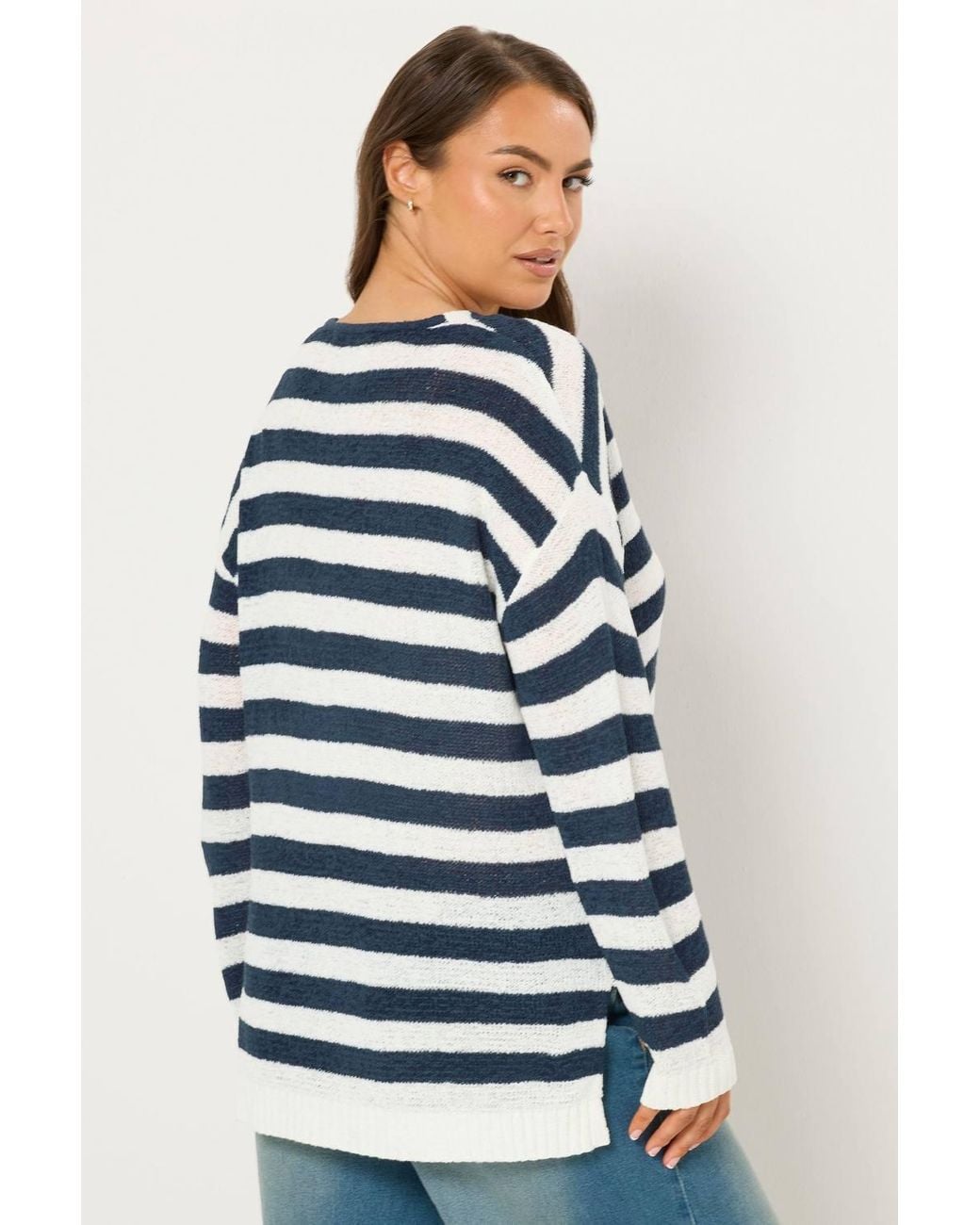 Yours Blue Stripe Knitted Jumper