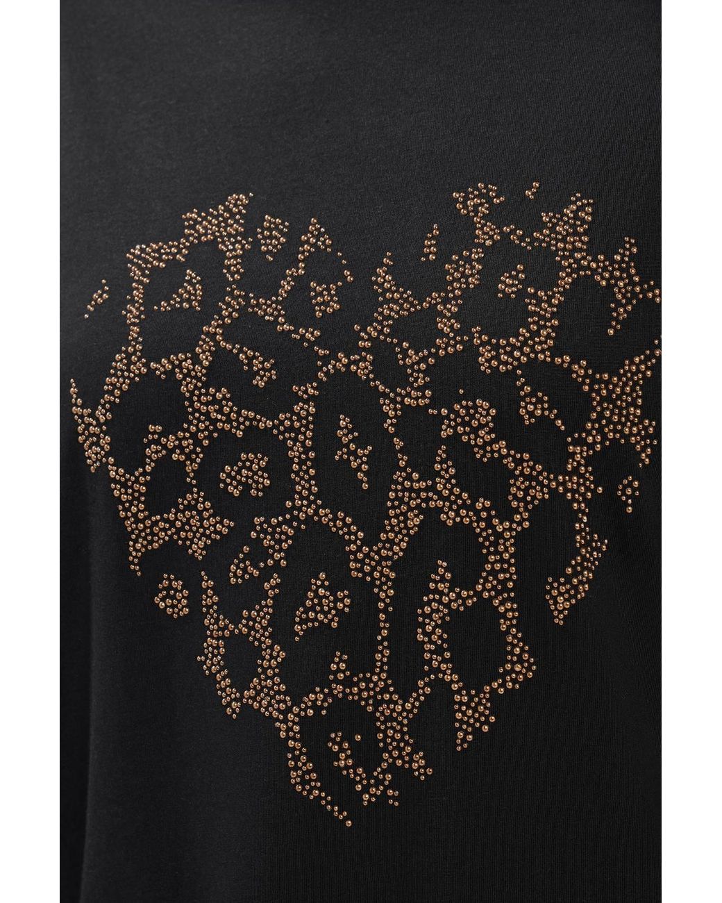 Yours Black Studded Animal Heart T-Shirt