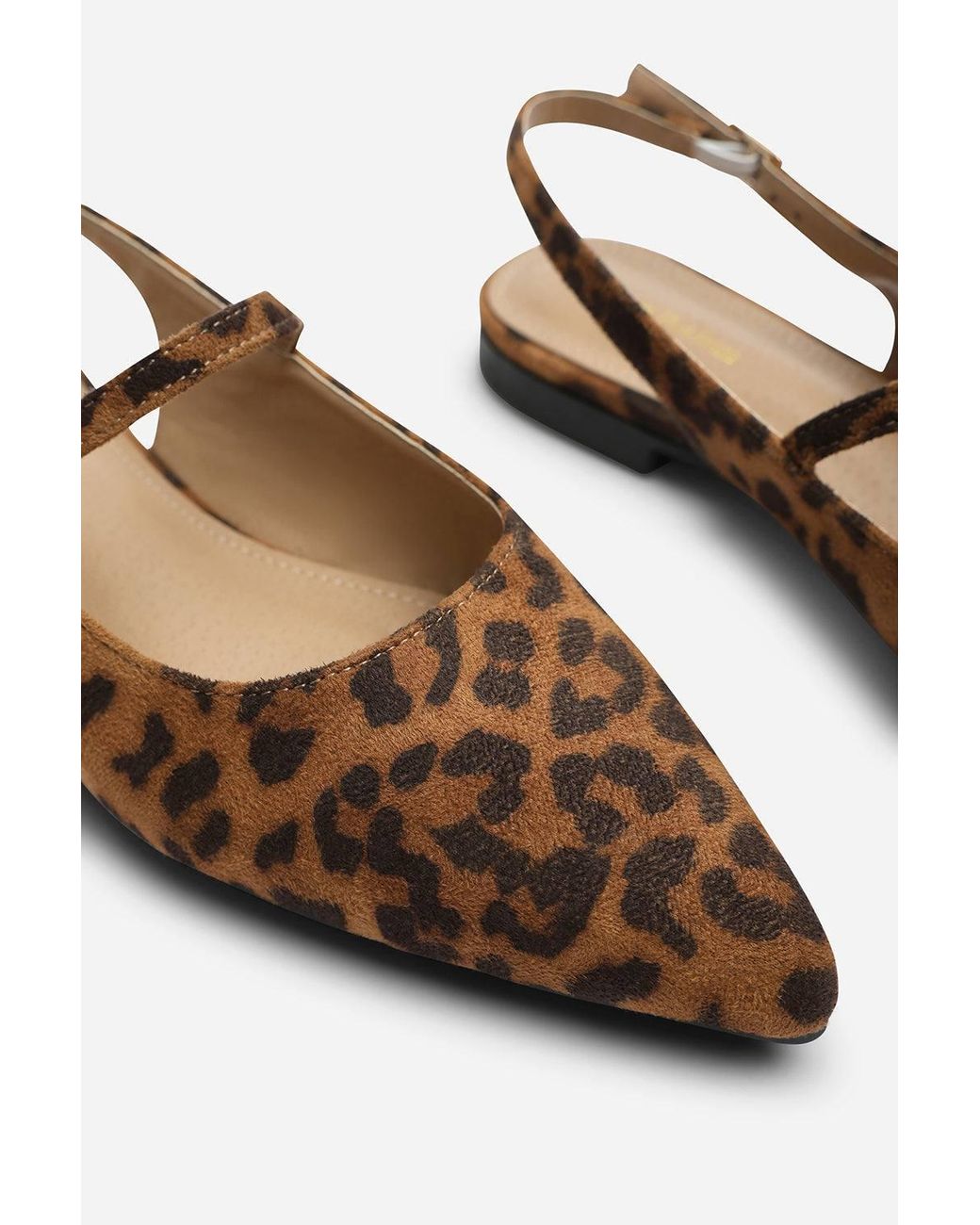 Where's That From Blue Estrella Wide Fit Pointed Toe Mary Jane Open Back Ballet Flats
