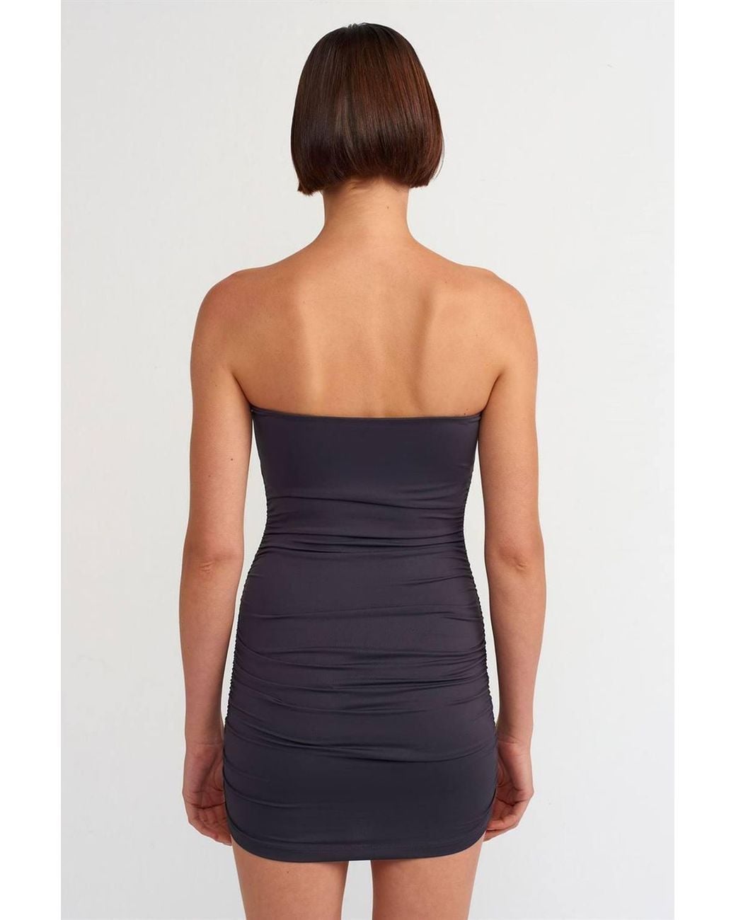 Dilvin Blue Strapless Bodycon Mini Dress