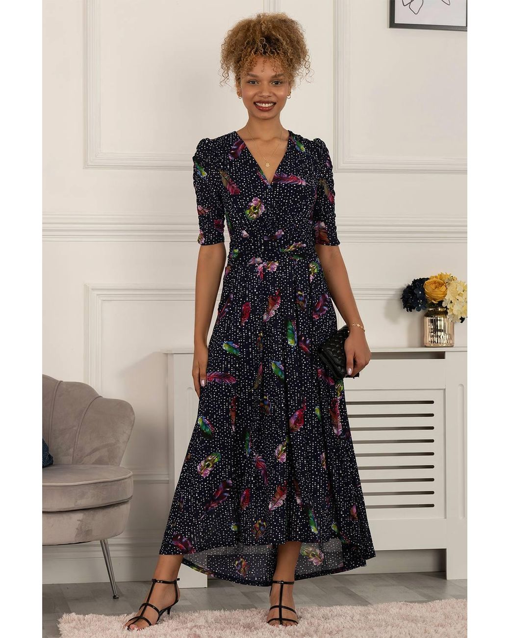Jolie Moi Blue Ressie Dip Hem Maxi Dress