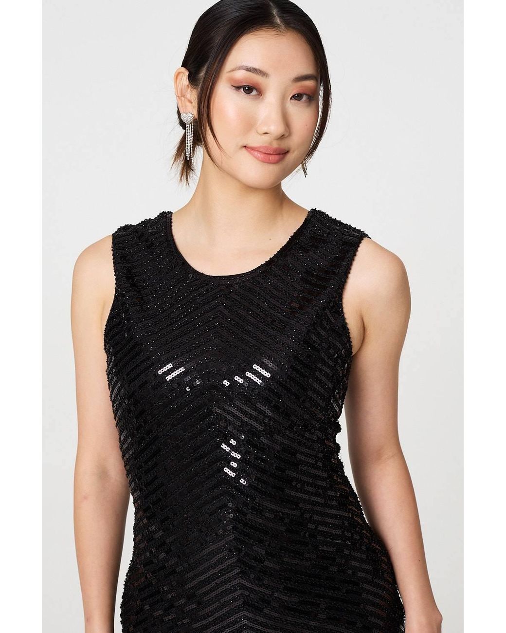 Izabel London Blue Sequin Detail Sleeveless Mini Shift Dress