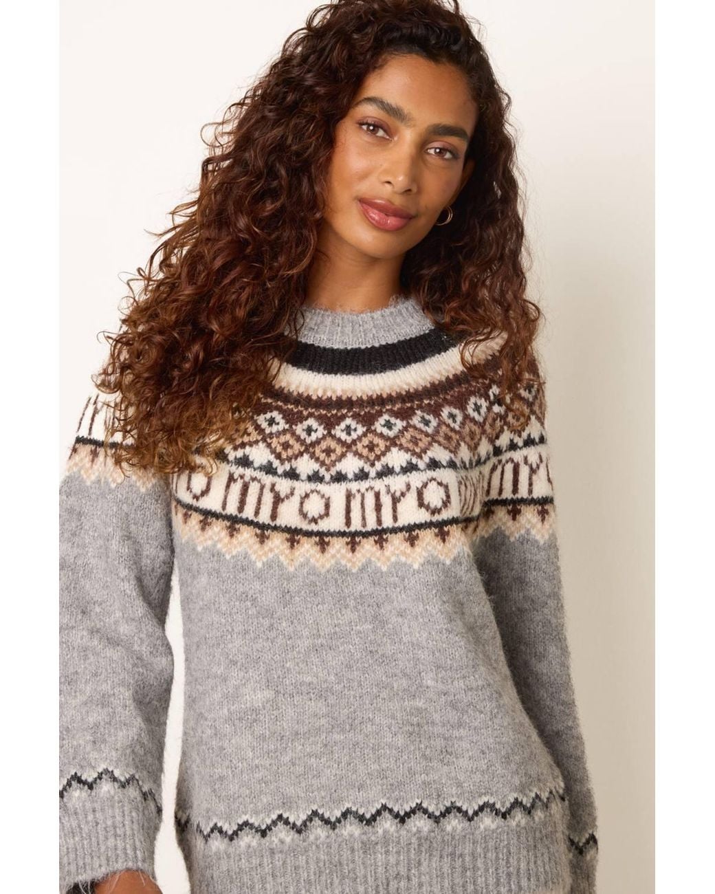 Blue Vanilla Brown Long Sleeve Round Neck Jumper