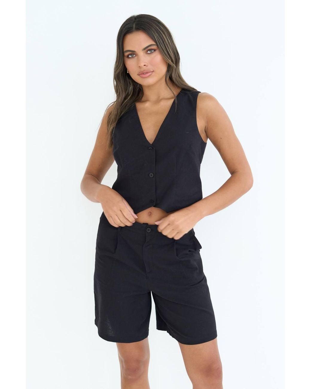 Urban Bliss Blue Linen Blend Short