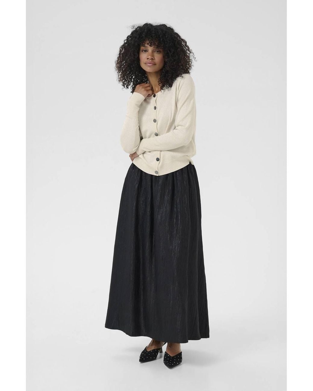Kaffe White Karegina Crew Neck Long Sleeve Cardigan