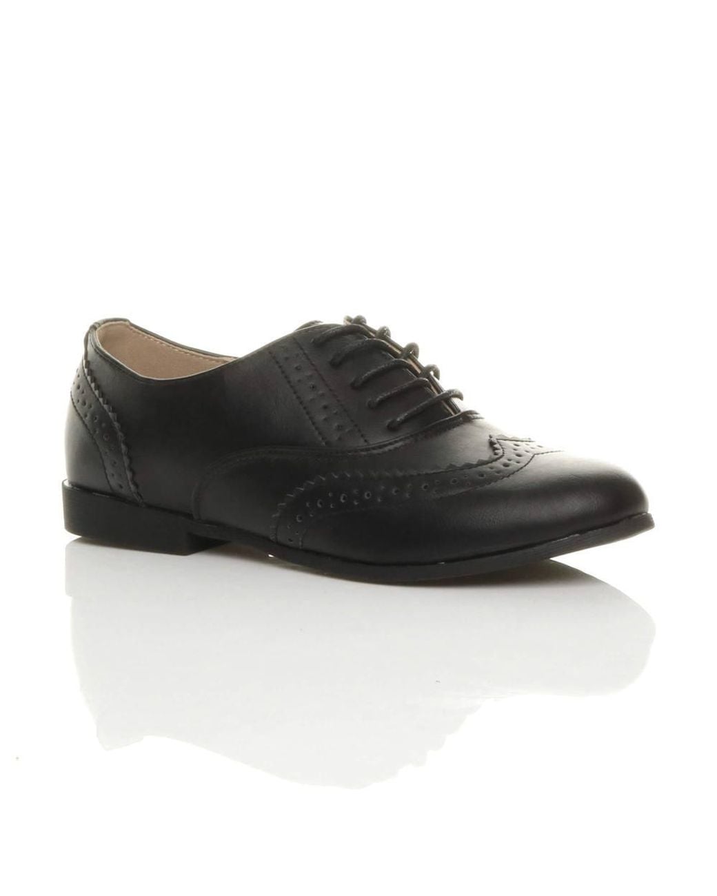AJVANI Black Flat Heel Lace Up Oxfords Brogues