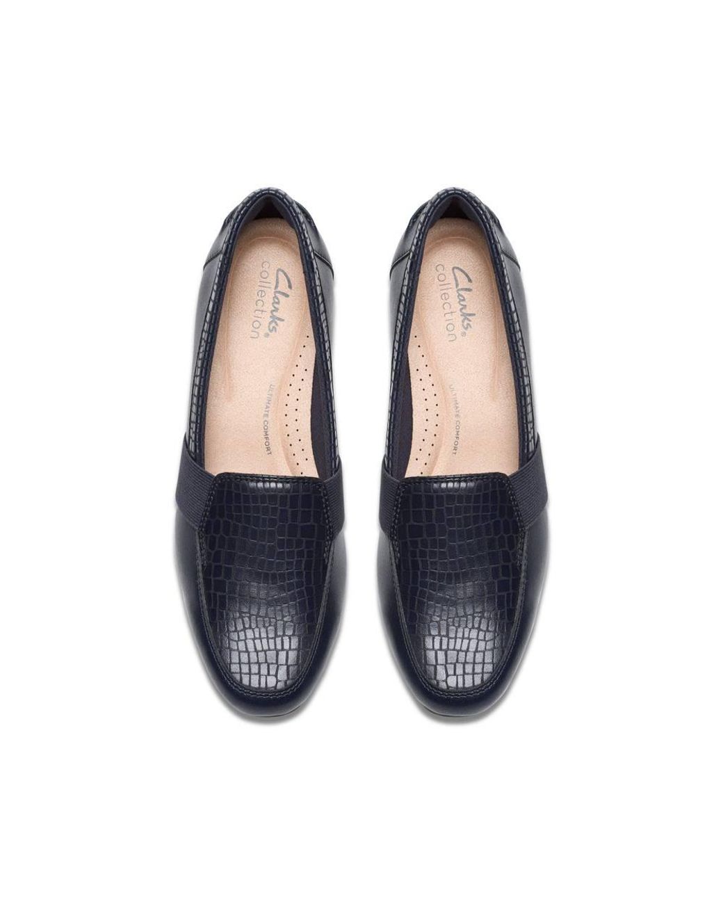 Clarks Blue Juliet Beat Leather Loafers, Slip Ons