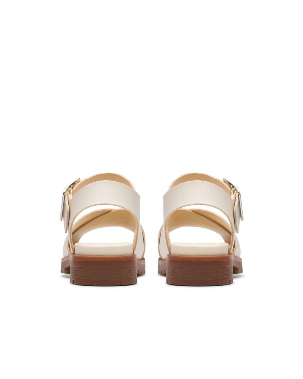 Clarks White Orinoco Cross Cream Leather Flat Sandals