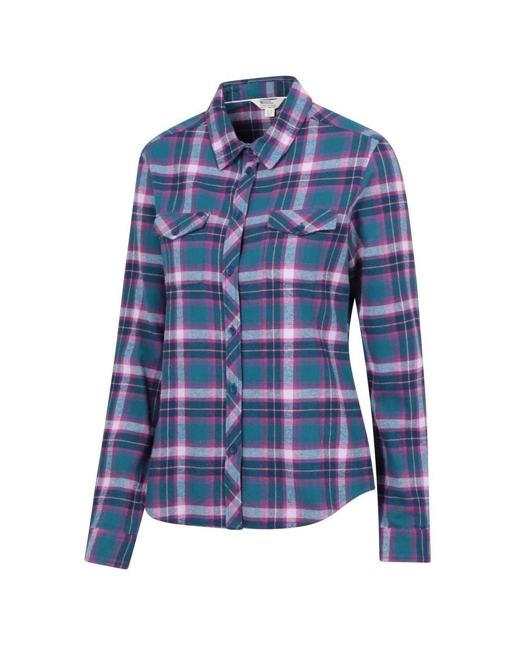 Mountain Warehouse Blue 'Willow' Brushed Long Sleeved Autumn Cotton Flannel Shirt