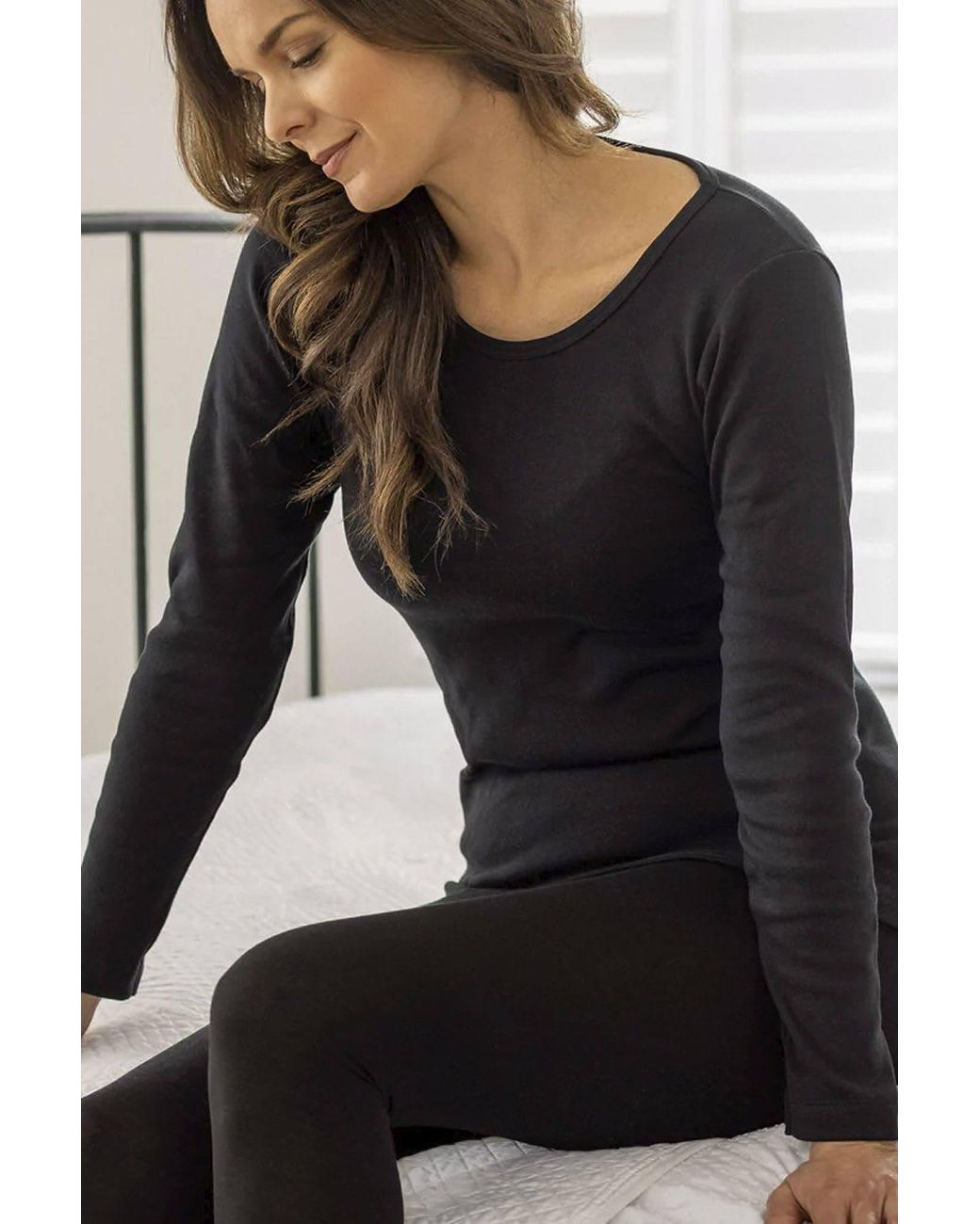 Heat Holders Black Cosy Thermal Underwear Set: Long Sleeve Top & Long Leggings