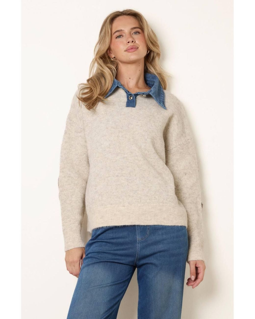 Blue Vanilla Blue Long Sleeve Collar Jumper