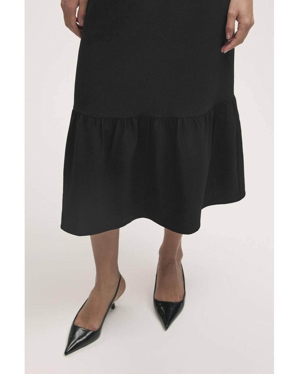 Finery London Black Riley Crepe Tiered Midi Skirt