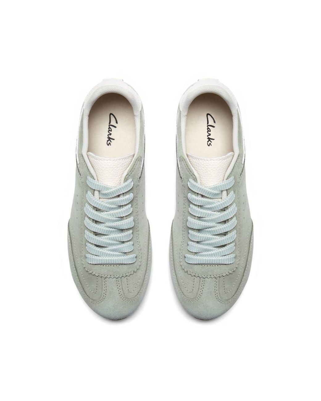 Clarks Green Lorenza Lace Sage Suede Trainers