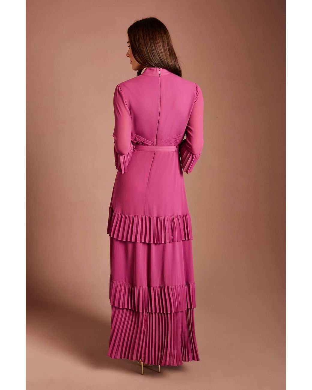 Coast Red Twist Neck Ruffle Georgette Maxi Dress