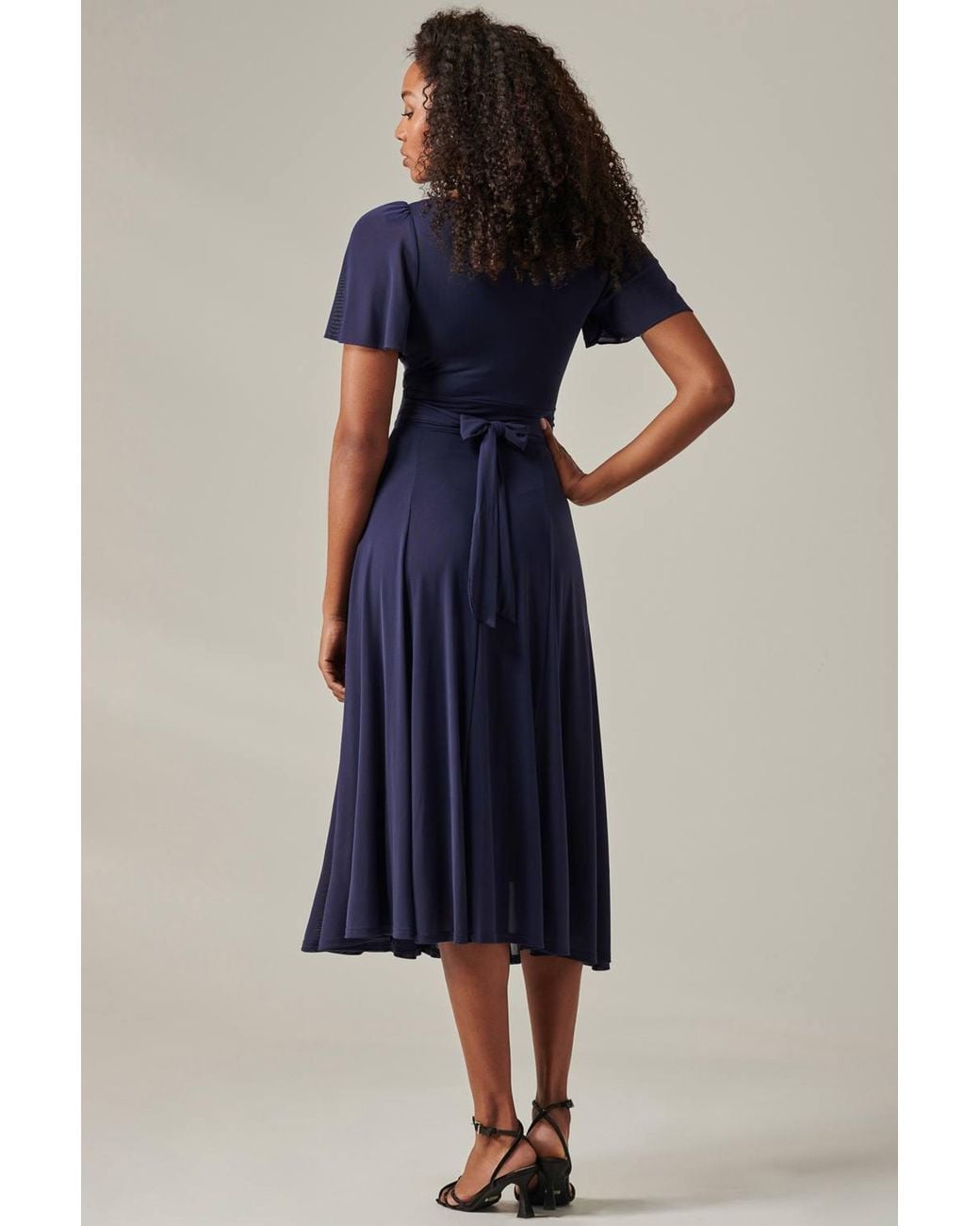 Jolie Moi Blue Ayla Plain Mesh Maxi Dress