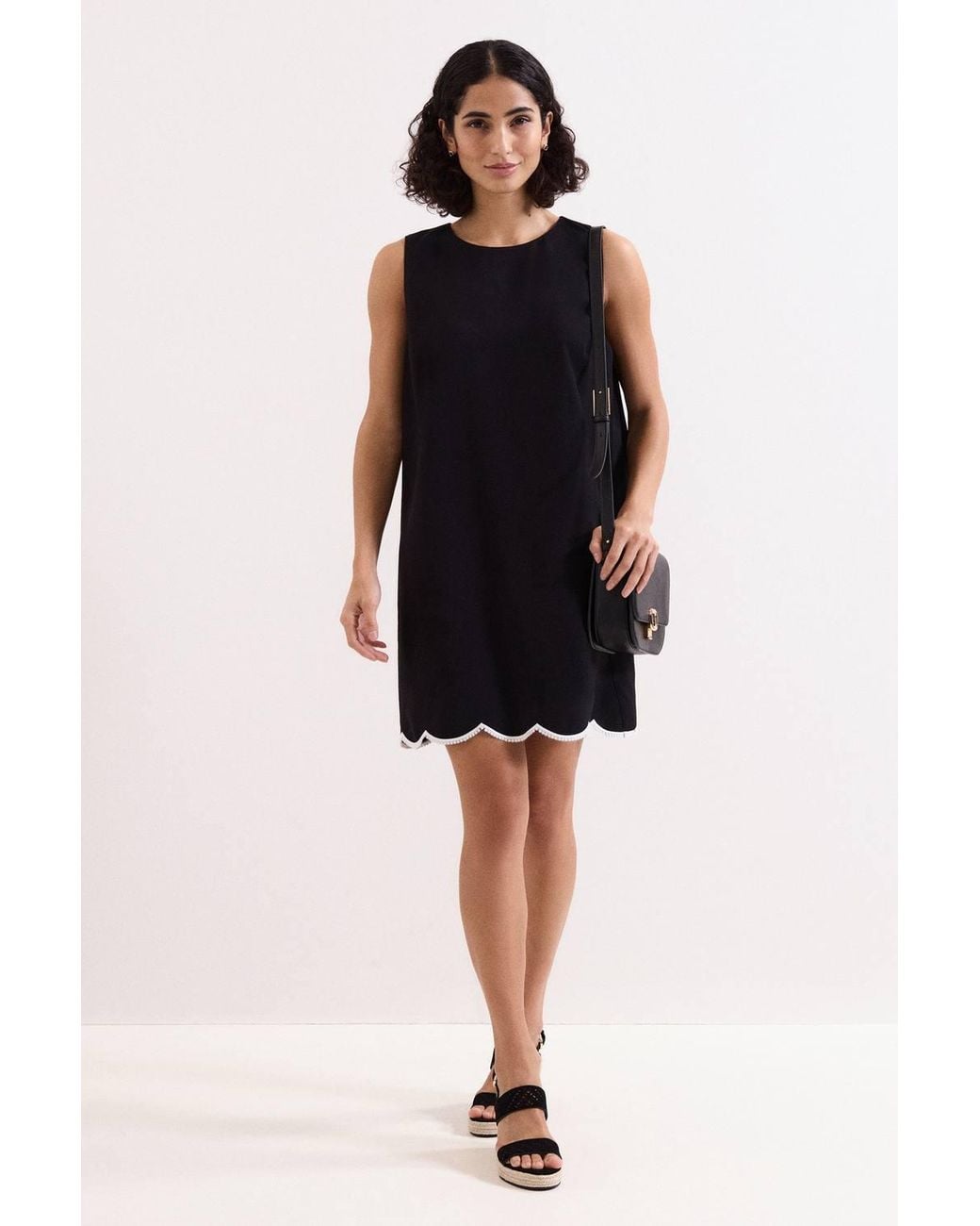 Phase Eight Black Marta Scalloped Hem Shift Dress