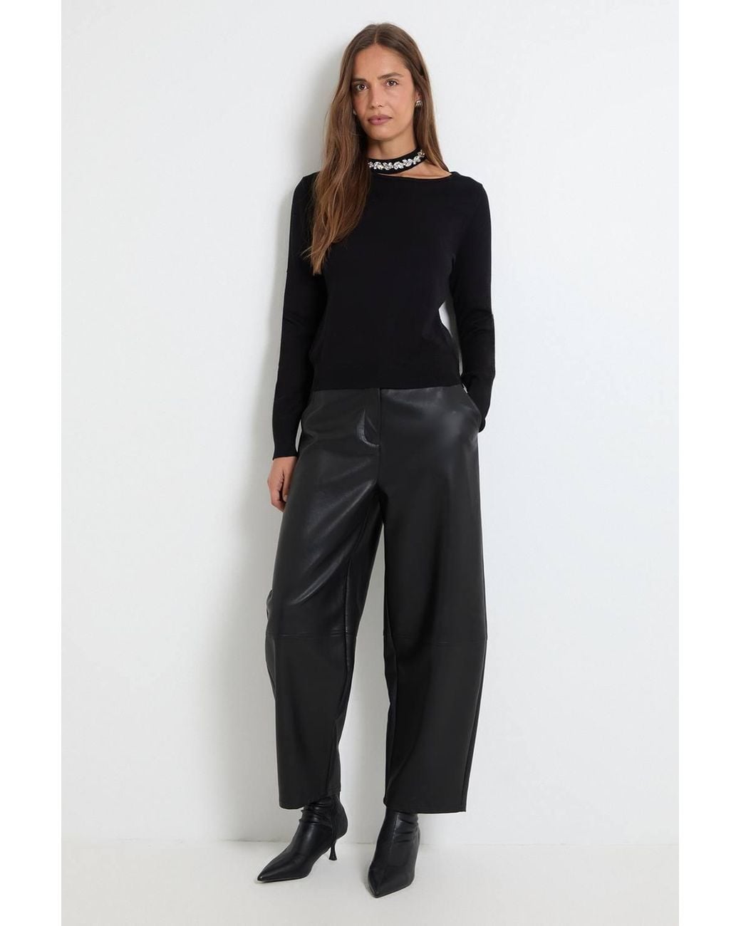 Wallis Black Embellished Neckline Jumper