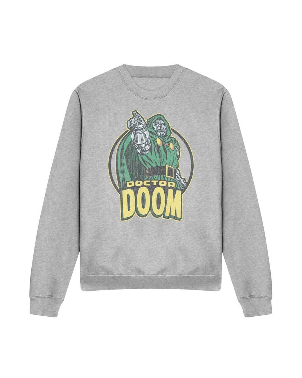 Marvel Gray Retro Doctor Doom Points Sweatshirt, Athletic Heather