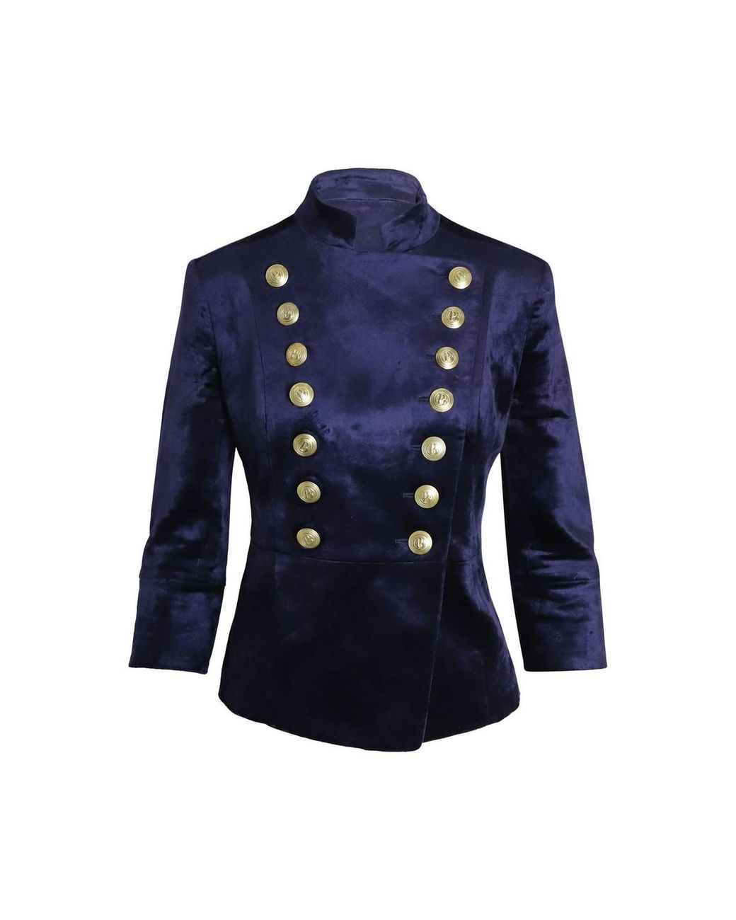 Balmain Blue Preloved Military Blazer & Shorts Set Velvet