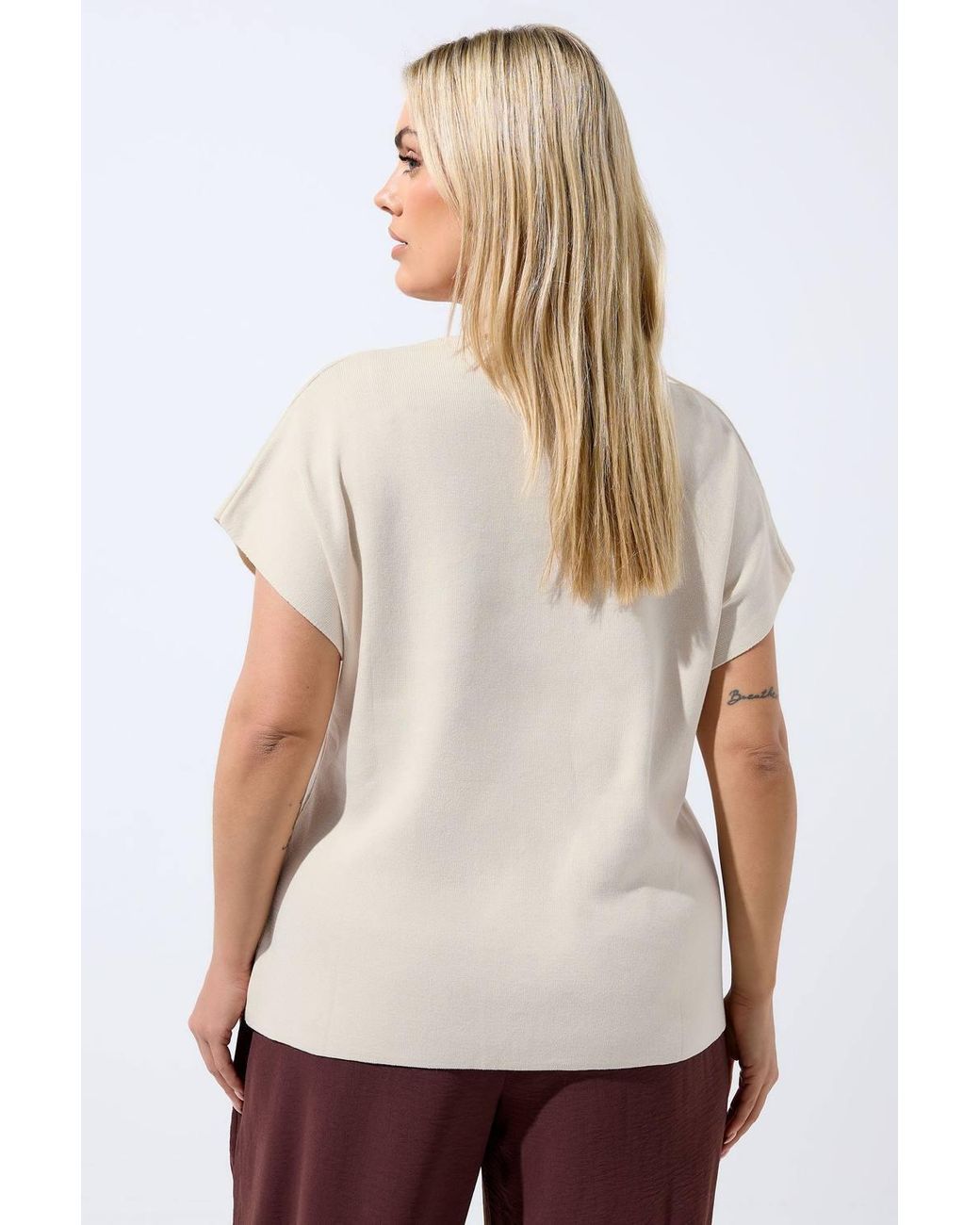 Yours White Short Sleeve Knitted Top