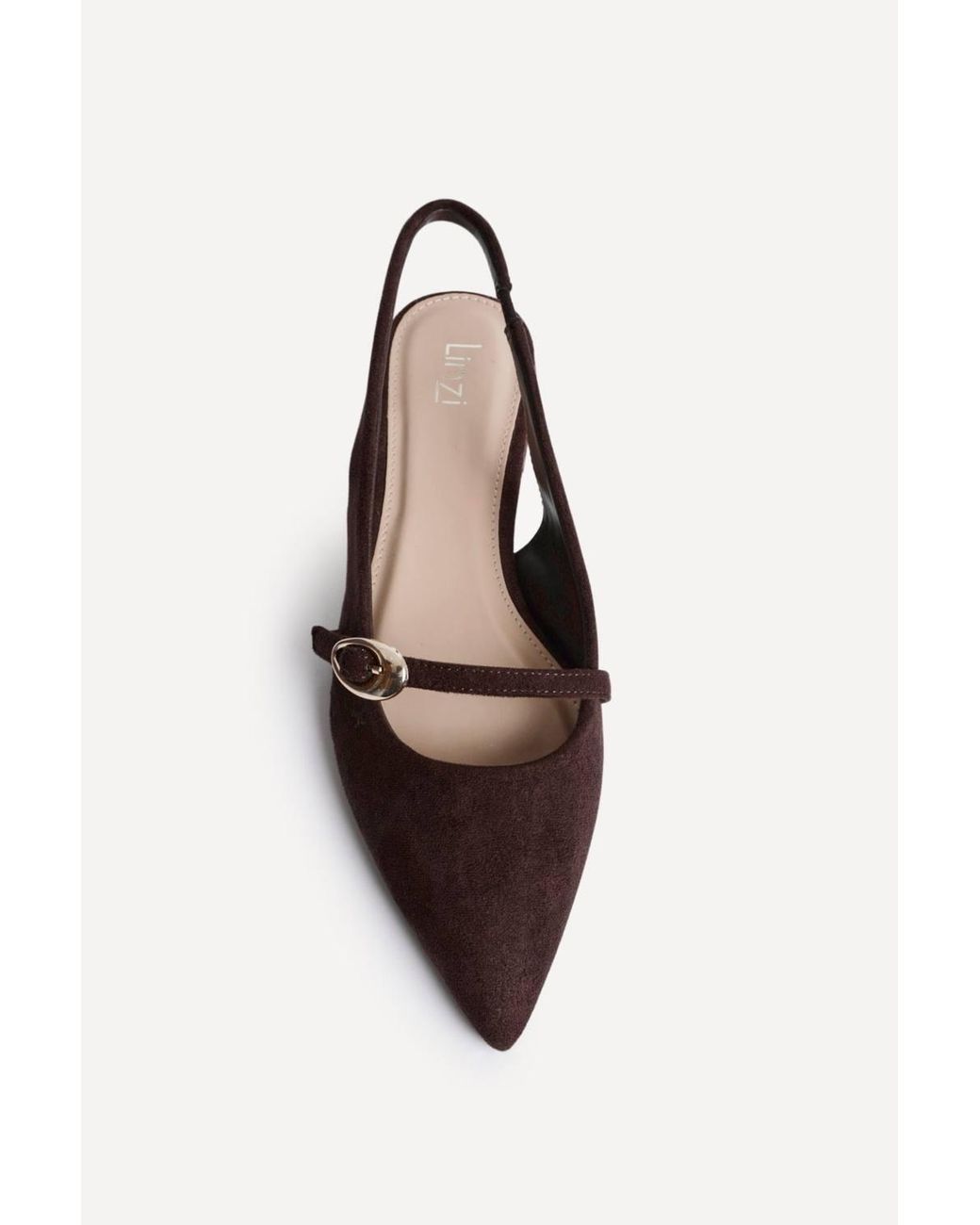 Linzi White Align Faux Suede Ballet Flats