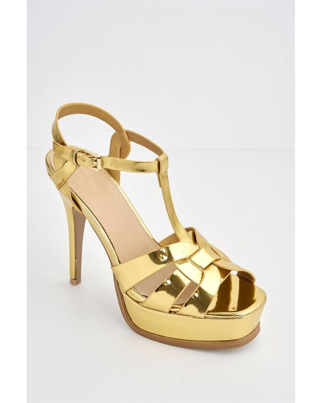 Miss Diva White Tani High Platform T-Bar Ankle Strap Sandals