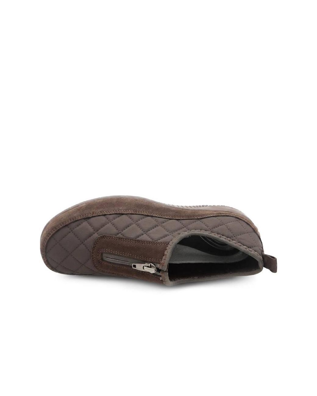 Pavers Brown Wide Fit Leather Slip-On Shoes W/ Zip Fastening
