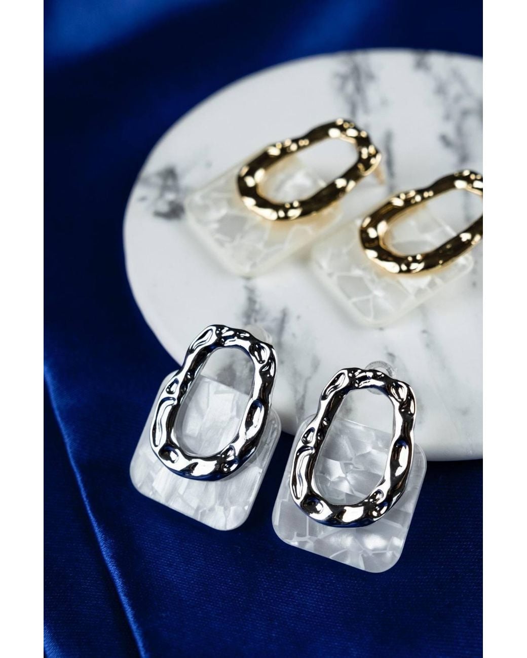 The Colourful Aura Pink Acrylic Resin Geometric Square Stud Drop Earring