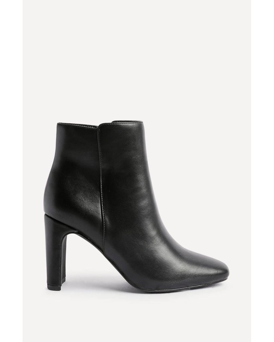 Linzi Black Glance Faux Leather Block Heel Ankle Boot