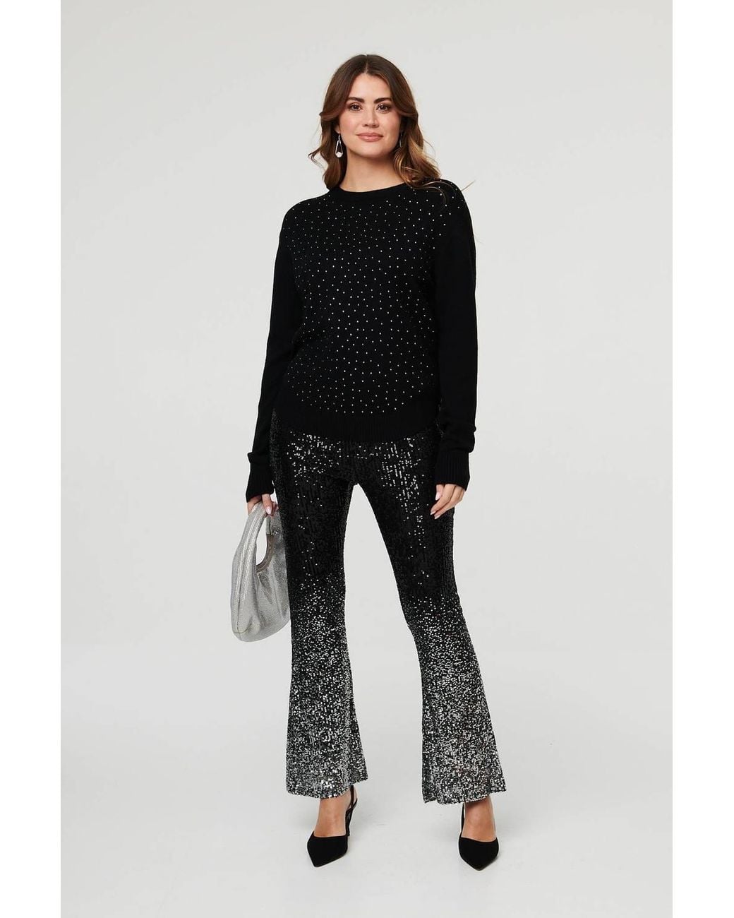 Izabel London Black Sparkle Detail Relaxed Jumper