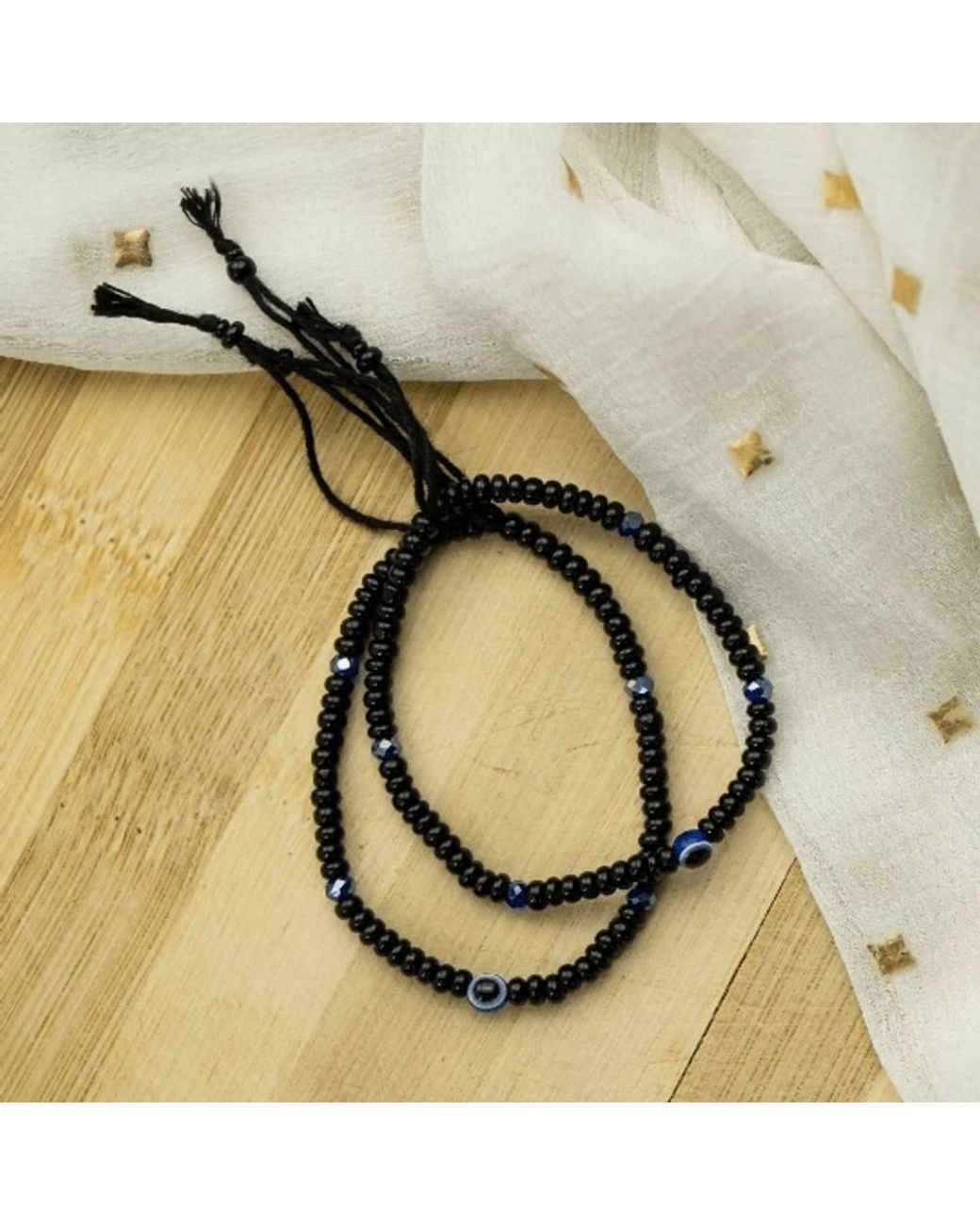 The Colourful Aura Natural 1 Pcs Adjustable Evil Eye Slim Beads Nazaria Bracelet For Kids & New Borns