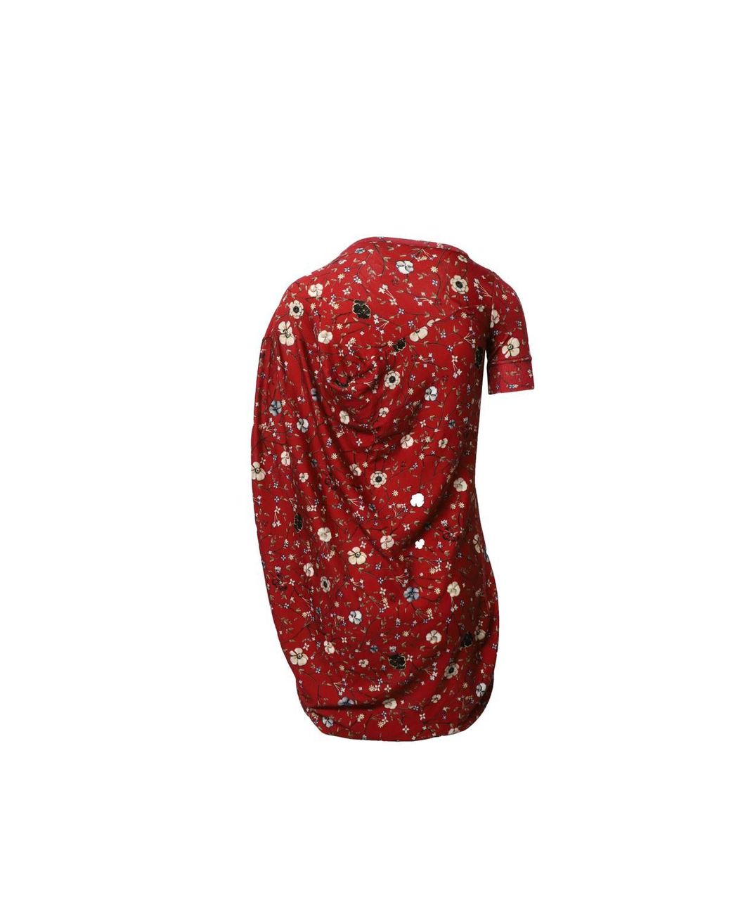 McQueen Red Preloved Asymmetric Back Draped Floral Dress