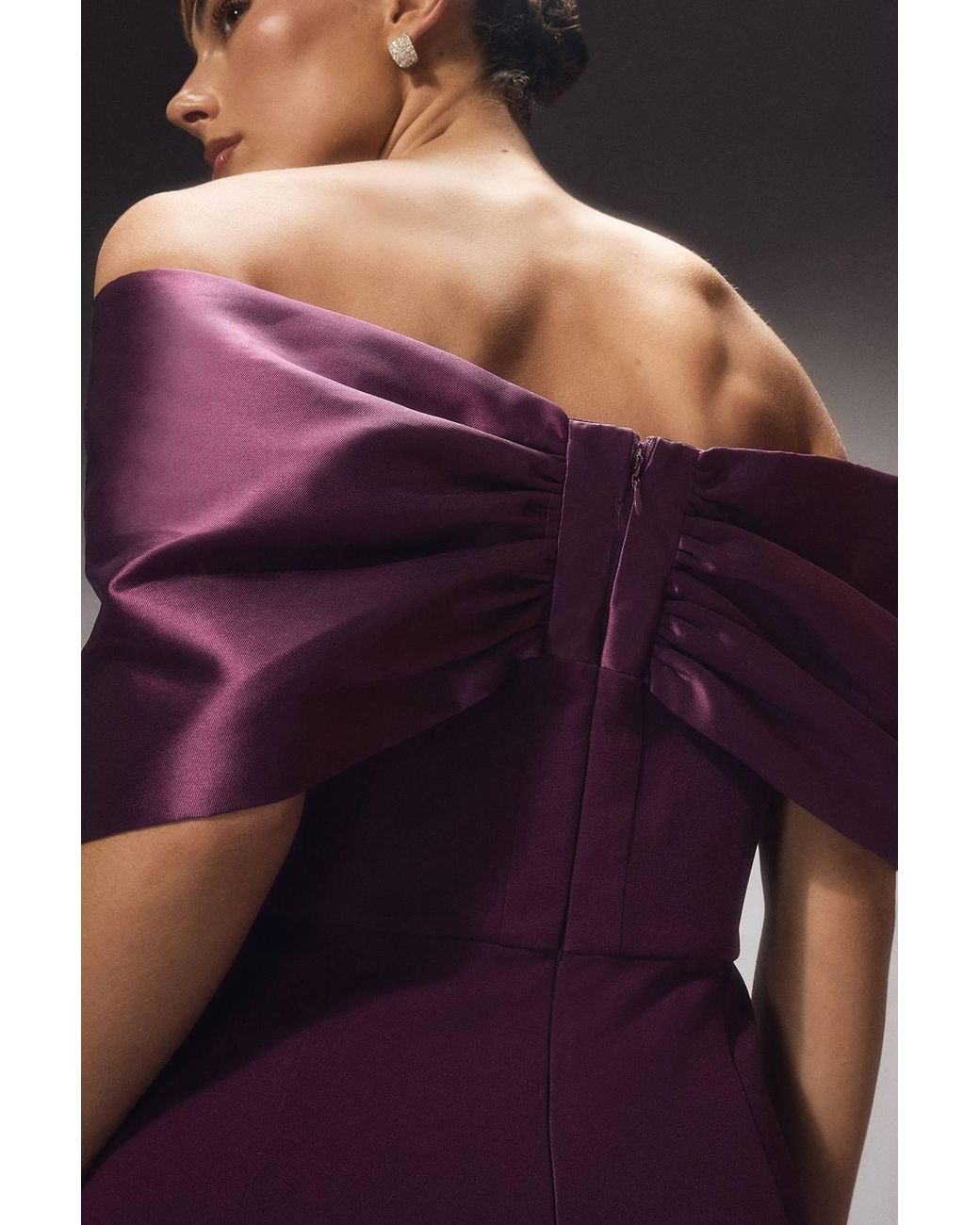 Coast Purple Couture Exaggerated Bow Maxi Dress With Puddle