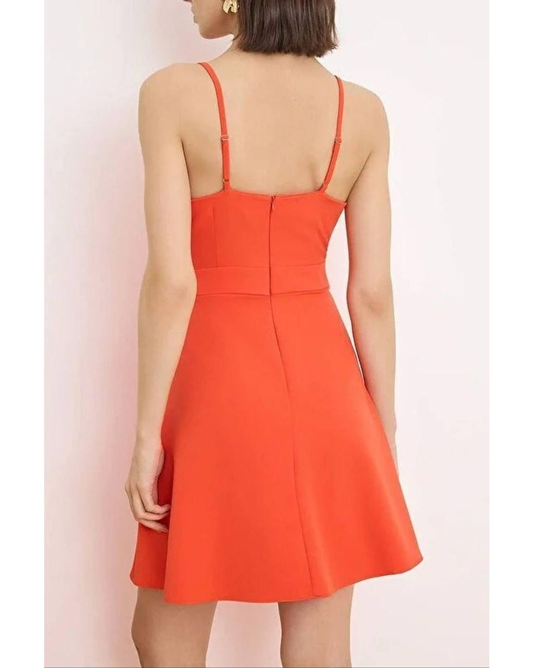 WOVCOR Orange Strappy Sweetheart Neck Mini A-Line Dress W/ Structured Fit