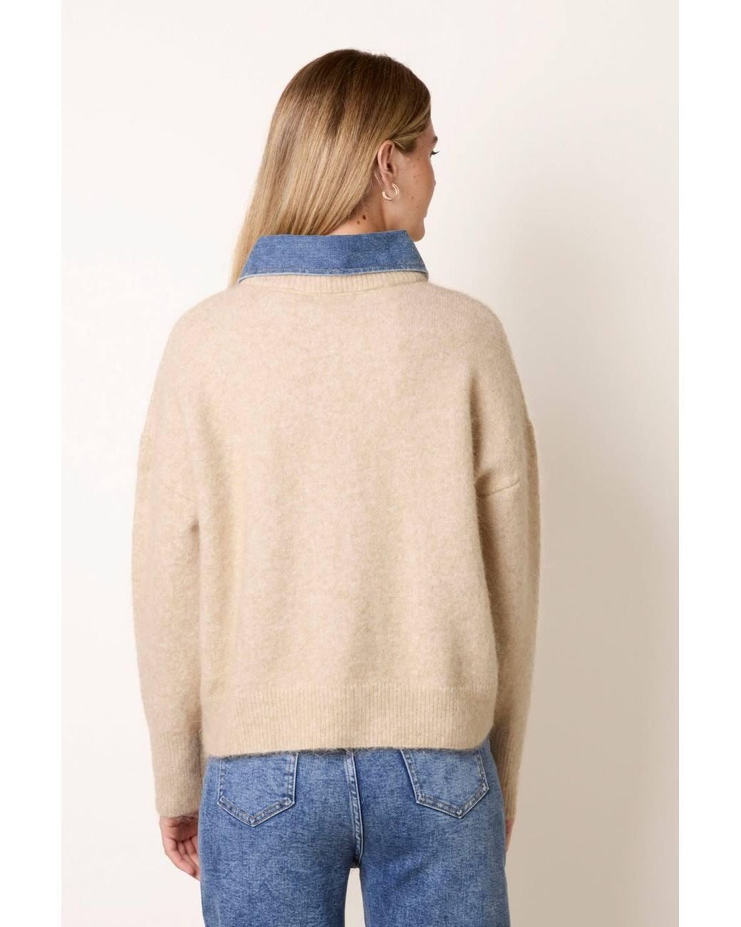 Blue Vanilla Blue Long Sleeve Collar Jumper