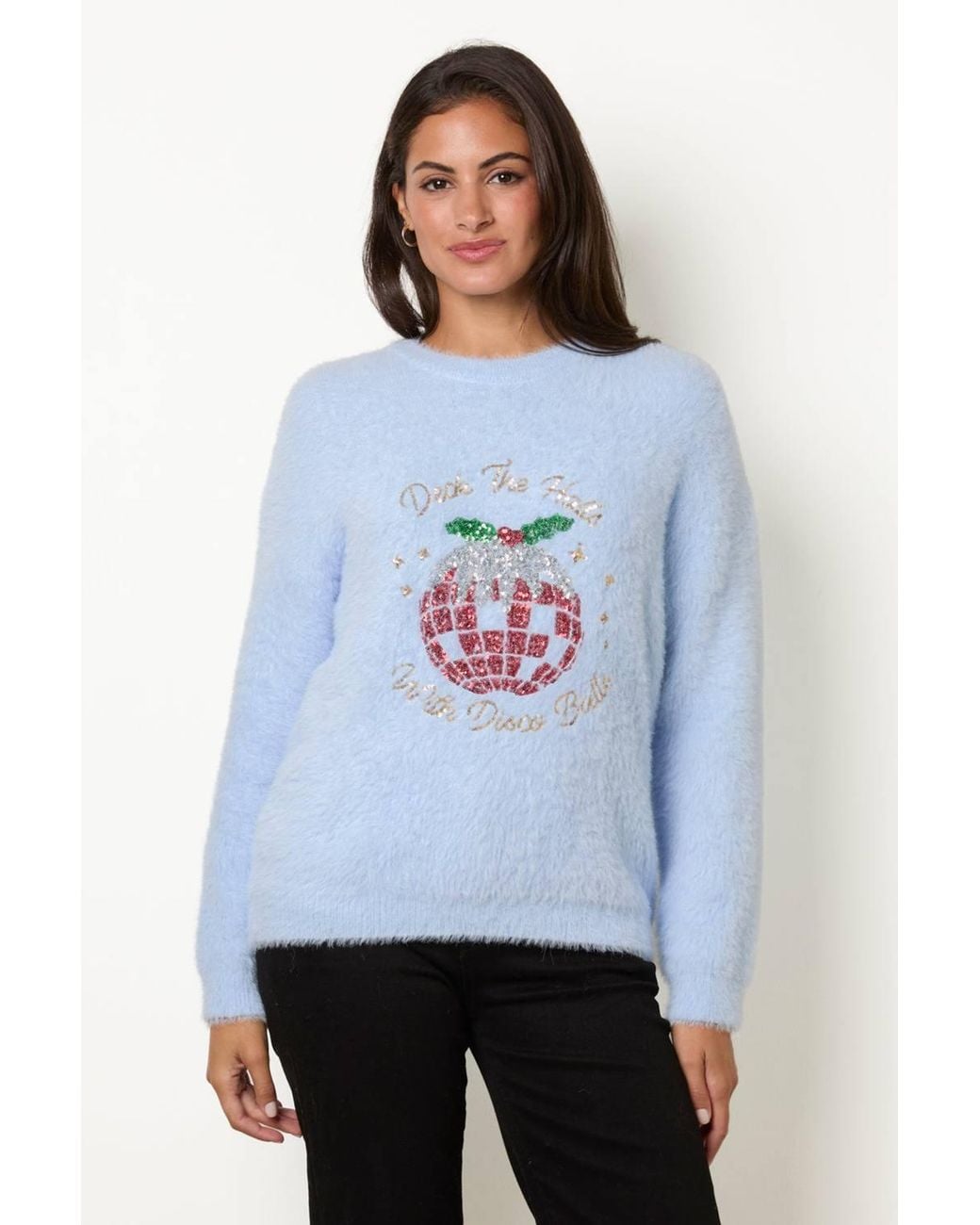 Blue Vanilla White Long Sleeve Round Neck Jumper