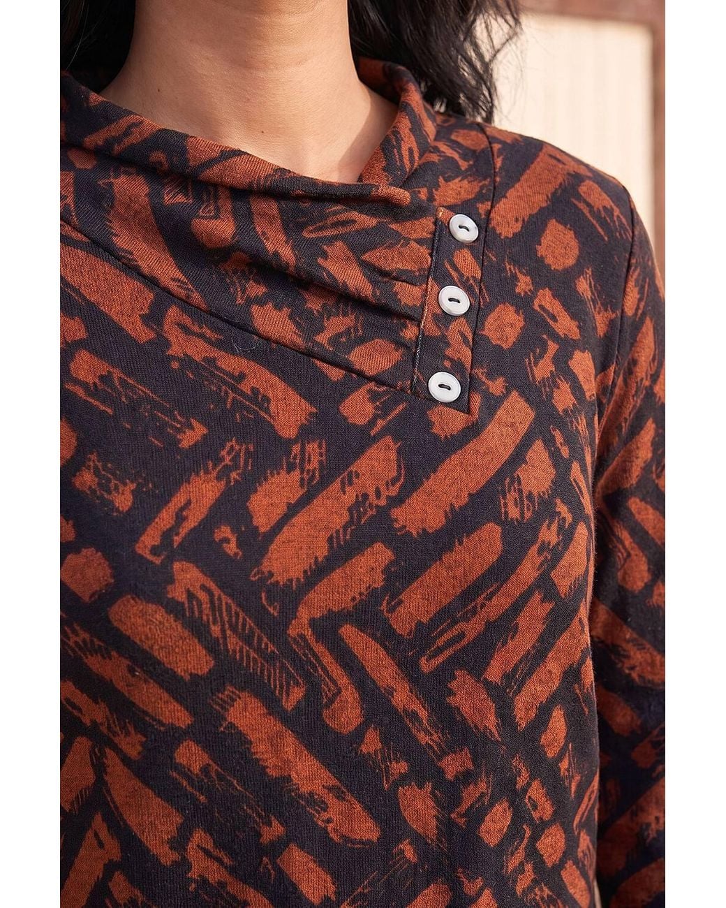 Roman Red Abstract Print Stretch Jersey Tunic Top