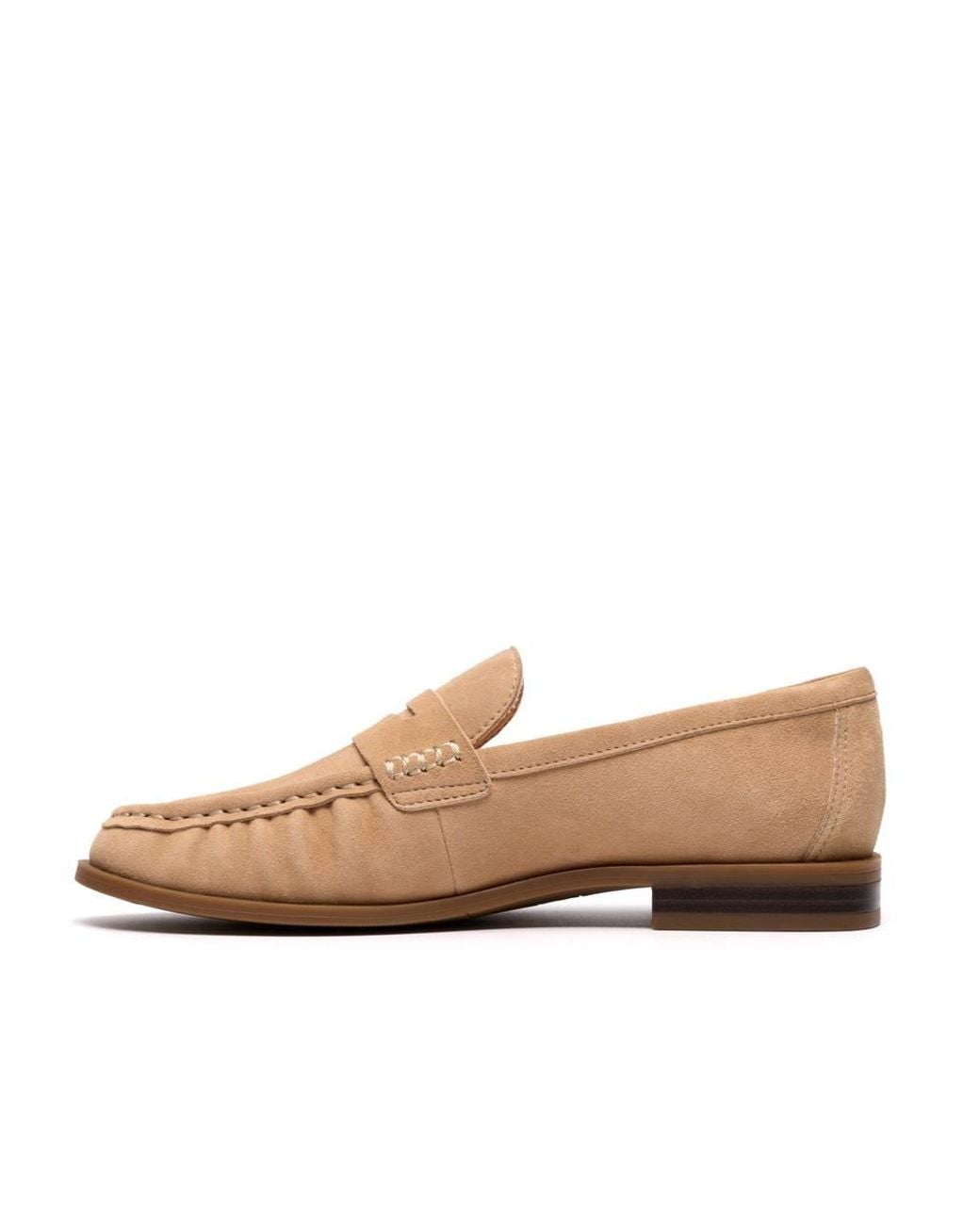 Clarks Natural Alixea Walk Warm Sand Suede Loafers, Slip Ons